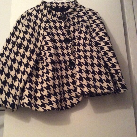 Michael Kors Womens Black White Houndstooth Jacket Size Small - Picture 1 of 2